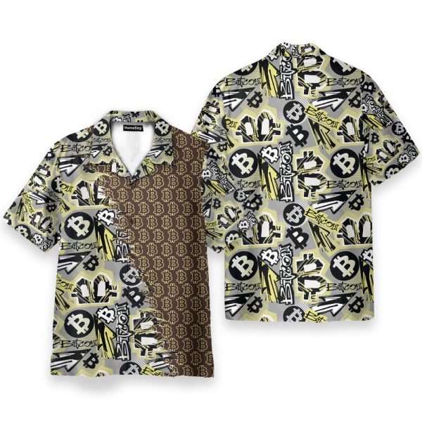 Bitcoin Doodle Funky Pattern Hawaiian Shirt & Beach Shorts