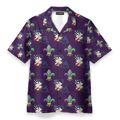 Louisiana Fleur De Lis Mardi Hawaiian Shirt & Beach Shorts