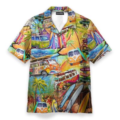 Hippie Bus Men'S Button'S Up Shirts Hawaiian Shirt