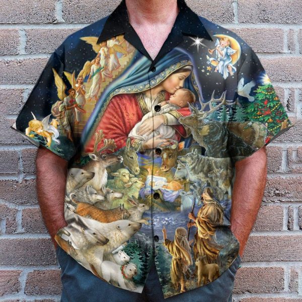 Jesus Christmas Men'S Button'S Up Shirts Hawaiian Shirt