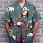 Flamingo Colorful Men'S Button'S Up Shirts Hawaiian Shirt