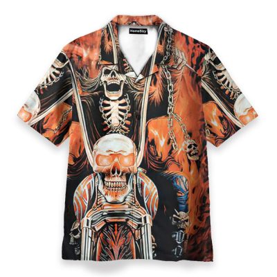 Skull Gangster Biker Ride Or Die Motorcycles Racing Hawaiian Shirt