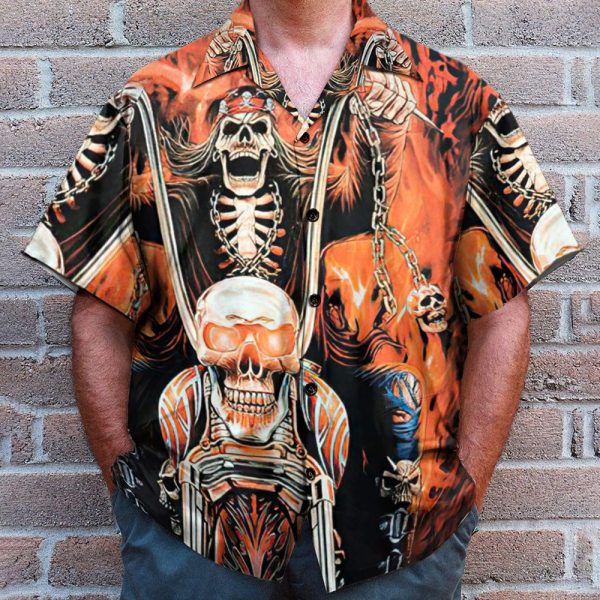 Skull Gangster Biker Ride Or Die Motorcycles Racing Hawaiian Shirt
