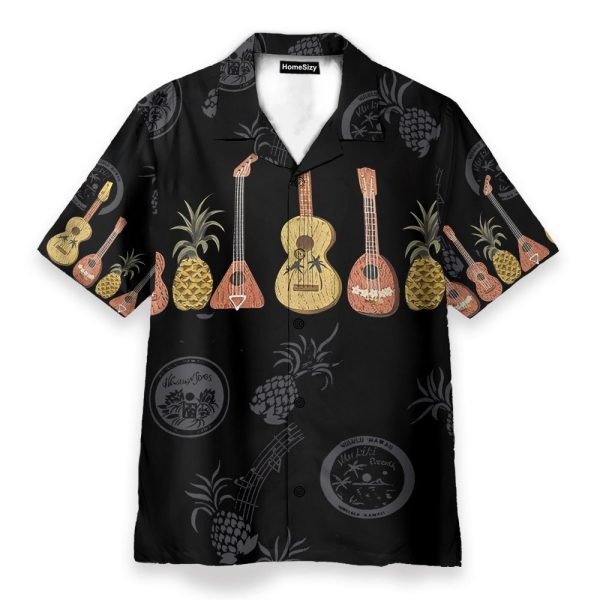Ukulele And Pineapple Music Frame Pattern Hawaiian Shirt