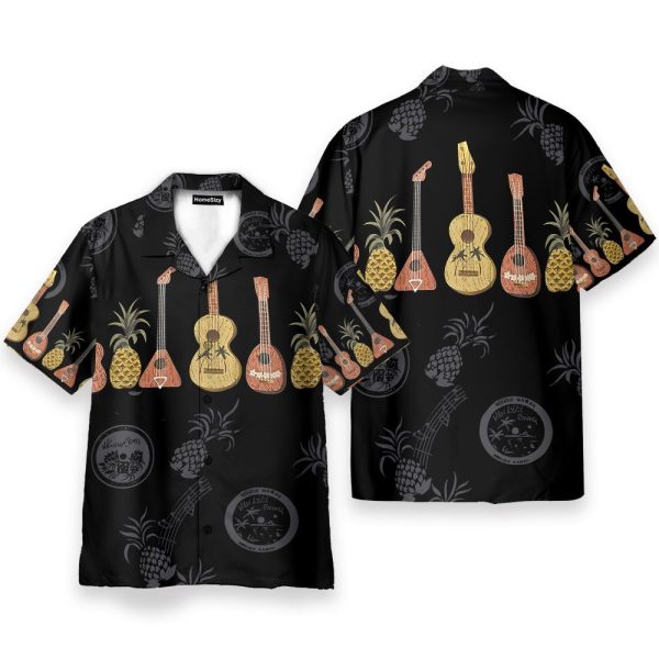 Ukulele And Pineapple Music Frame Pattern Hawaiian Shirt