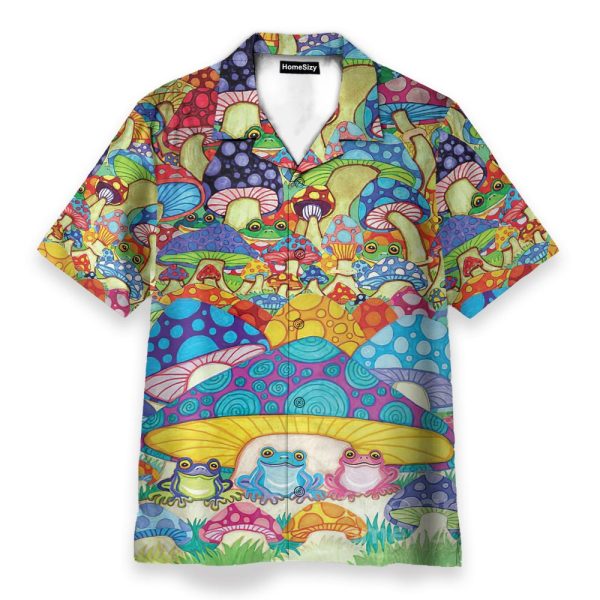 Frogs And Magic Mushrooms Hippie Hawaiian Shirt
