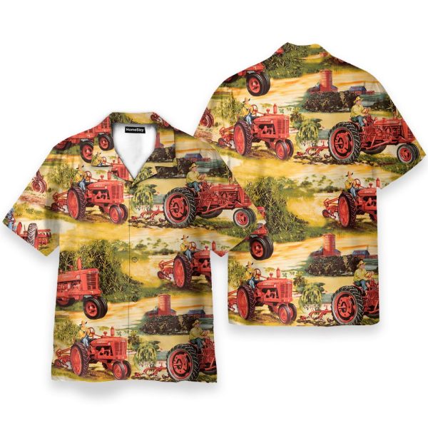 Childhood Red Tractor Farmer Hawaiian Shirt