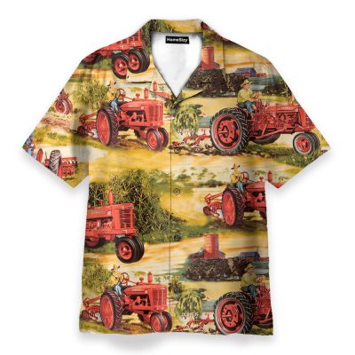 Childhood Red Tractor Farmer Hawaiian Shirt