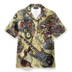 Steampunk Guitar Men'S Button'S Up Shirts Hawaiian Shirt