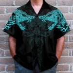 Viking Wolf Turquoise Men'S Button'S Up Shirts Hawaiian Shirt
