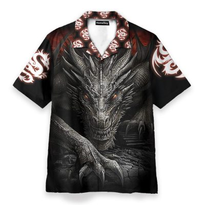 Dragon Men'S Button'S Up Shirts Hawaiian Shirt