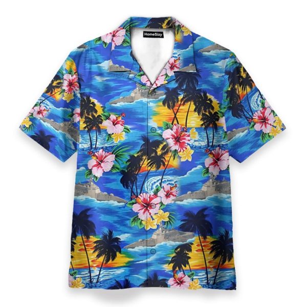 Navy Us Ship Men'S Button'S Up Shirts Hawaiian Shirt