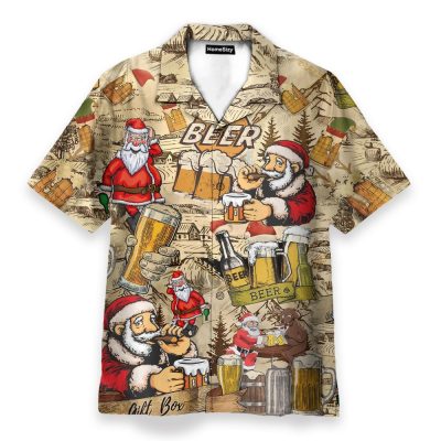 Drinking Beer With Santa Claus Hawaiian Shirt