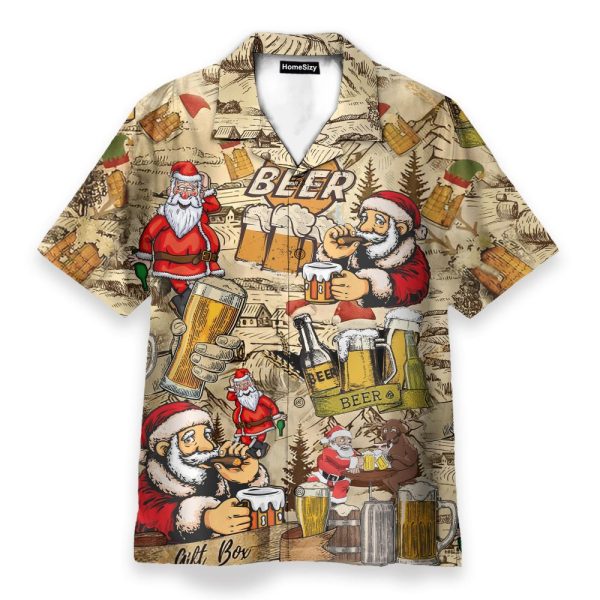 Drinking Beer With Santa Claus Hawaiian Shirt