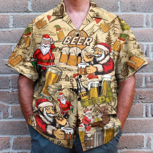 Drinking Beer With Santa Claus Hawaiian Shirt