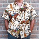 Horse Racing Red Men'S Button'S Up Shirts Hawaiian Shirt & Beach Shorts