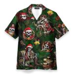 Pirate Christmas Skulls Men'S Button'S Up Shirts Hawaiian Shirt