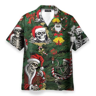 Merry Christmas Skulls Hawaiian Shirt