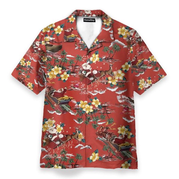 Christmas Santa Men'S Button'S Up Shirts Hawaiian Shirt & Beach Shorts