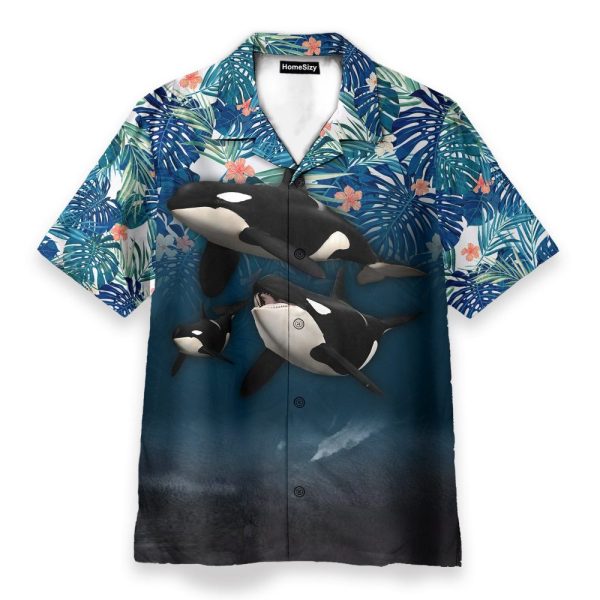 Whale Men'S Button'S Up Shirts Hawaiian Shirt