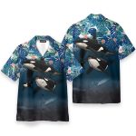 Whale Men'S Button'S Up Shirts Hawaiian Shirt