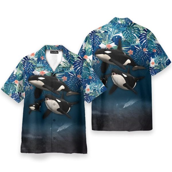 Whale Men'S Button'S Up Shirts Hawaiian Shirt