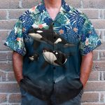 Whale Men'S Button'S Up Shirts Hawaiian Shirt