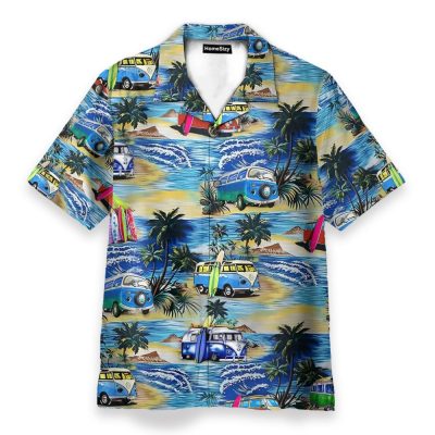 Campervan On The Beach Hawaiian Shirt & Beach Shorts