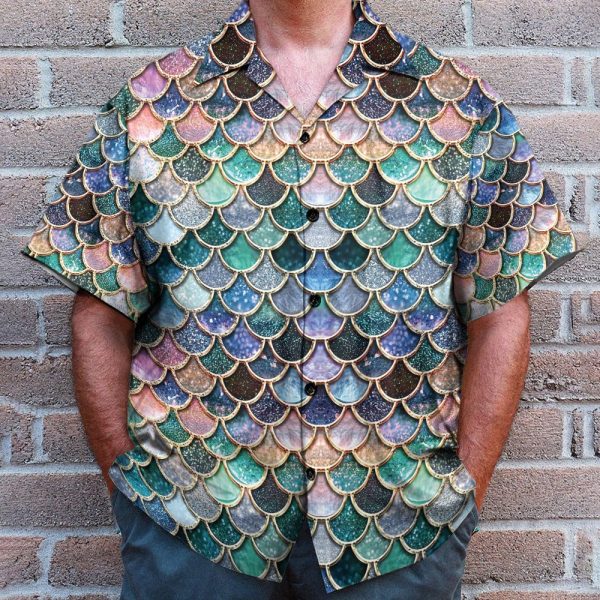 The Most Blue Sparkle Mermaid Tail Ocean Cosplay Costume Hawaiian Shirt & Beach Shorts