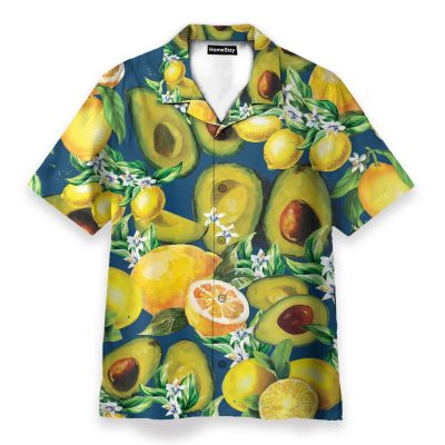 Hello Summer, Avocado And Lemon Fruits Hawaiian Shirt & Beach Shorts