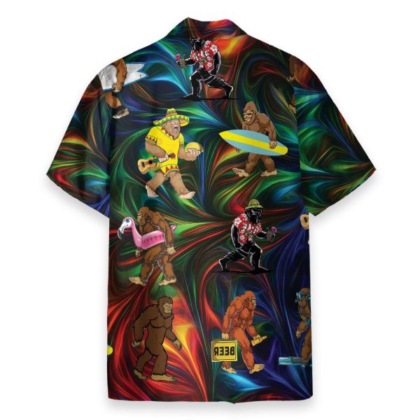 Neon Bigfoot Tropical Men'S Button'S Up Shirts Hawaiian Shirt