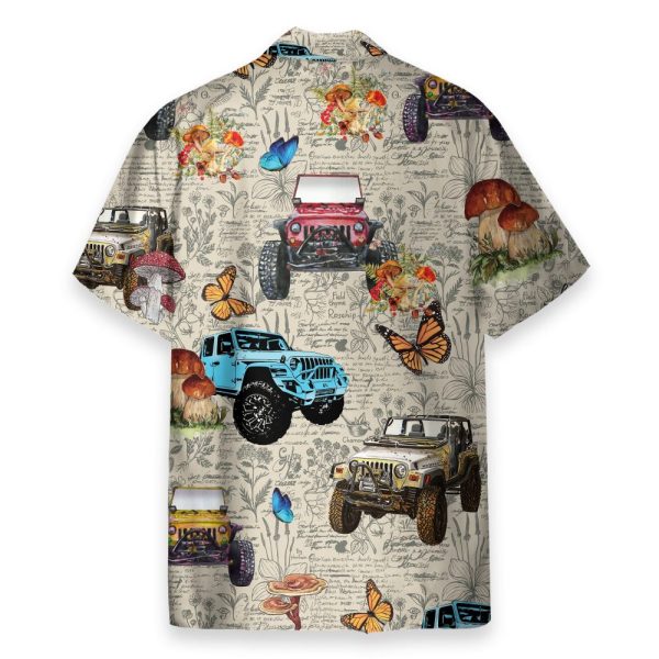 Jeep Car With Butterflies Men'S Button'S Up Shirts Hawaiian Shirt