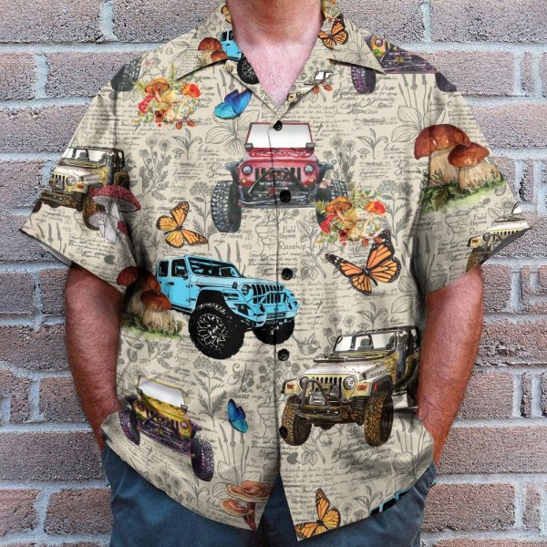 Jeep Car With Butterflies Men'S Button'S Up Shirts Hawaiian Shirt