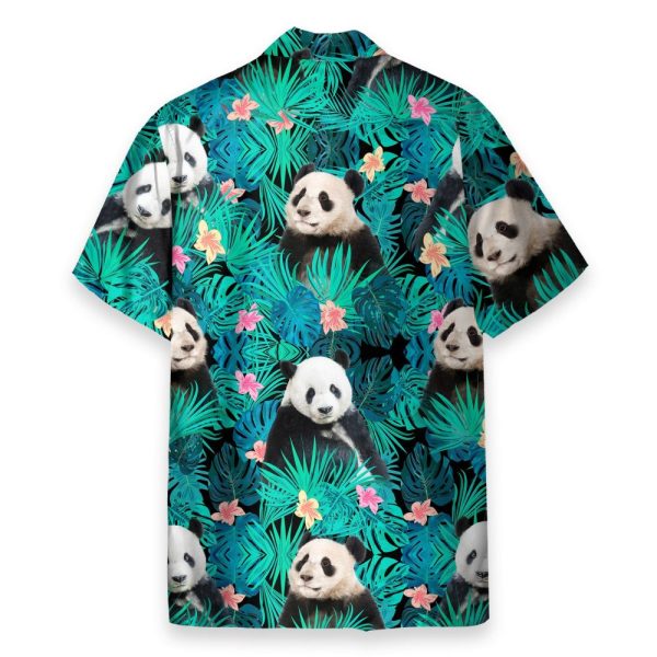 Panda In Tropical Green Leaves Hawaiian Shirt