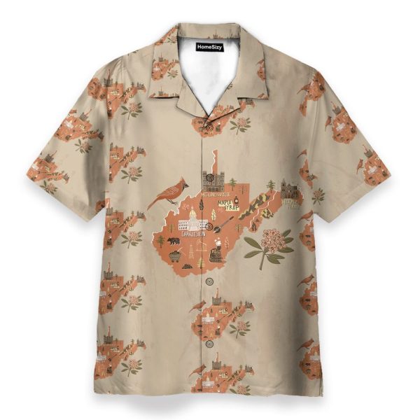 Awesome West Virginia Map Tropical Hawaiian Shirt