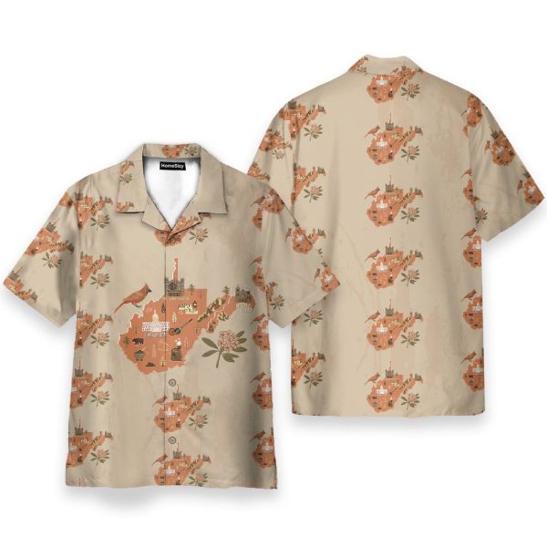 Awesome West Virginia Map Tropical Hawaiian Shirt