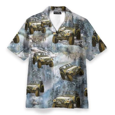 Jeep Cars In The Forest Hawaiian Shirt