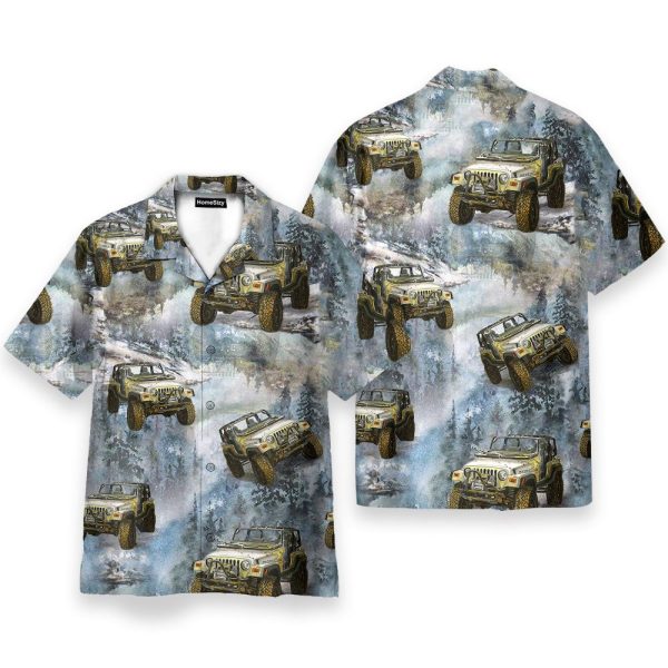 Jeep Cars In The Forest Hawaiian Shirt