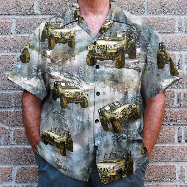 Jeep Cars In The Forest Hawaiian Shirt