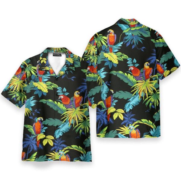 Parrot Tropical Green Leaves Pattern Hawaiian Shirt