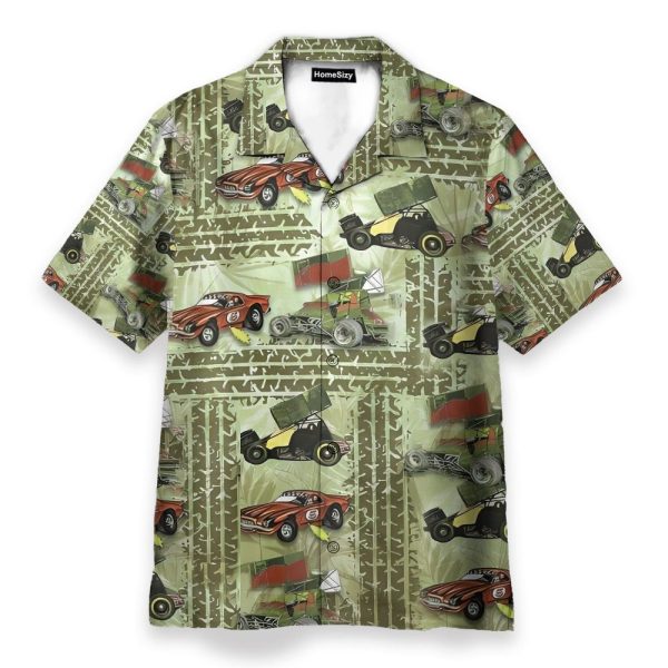 Dirt Track Racing Men'S Button'S Up Shirts Hawaiian Shirt & Beach Shorts