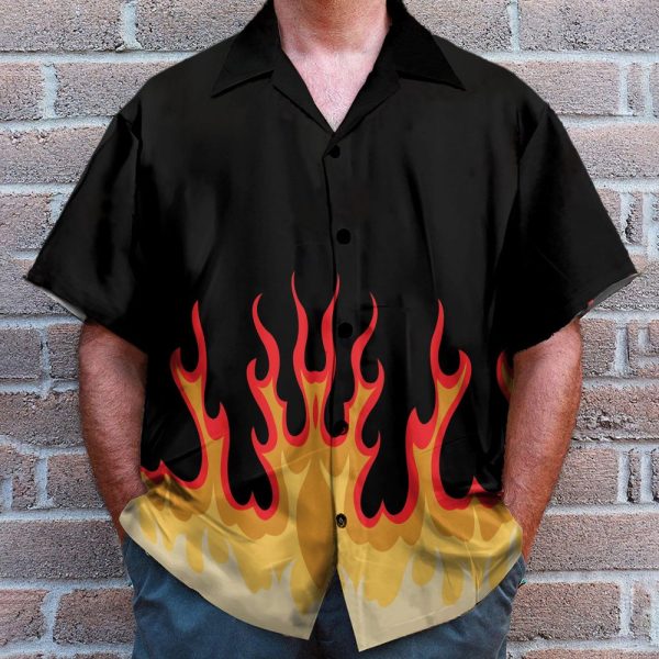Fire Hot Rod Flames Cosplay Costume Hawaiian Shirt & Beach Shorts