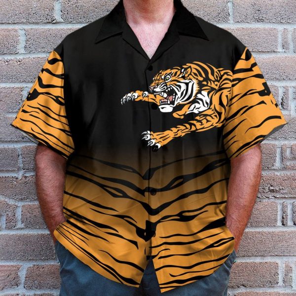 Amazing Tiger Men'S Button'S Up Shirts Hawaiian Shirt