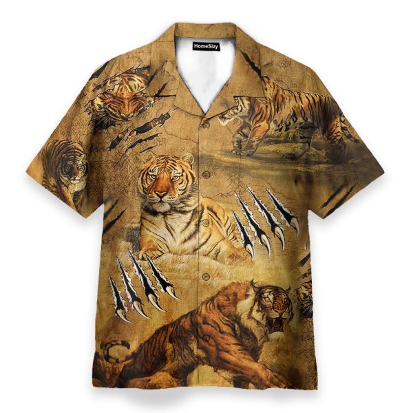 Tiger Claw Men'S Button'S Up Shirts Hawaiian Shirt