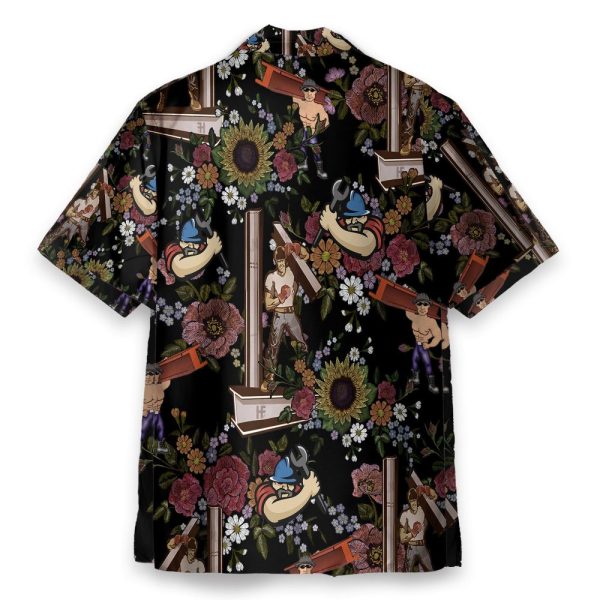 Ironworker Tropical Flowers Pattern Hawaiian Shirt