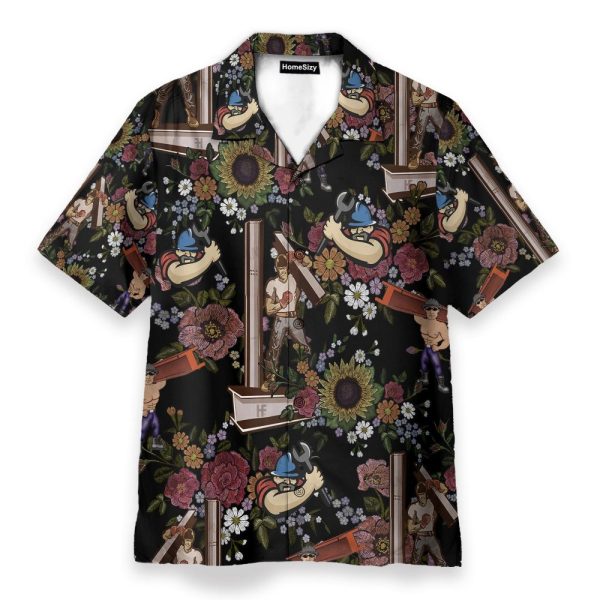 Ironworker Tropical Flowers Pattern Hawaiian Shirt