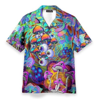 Psychedelic Art Magic Mushroom Trippy Hippie Hawaiian Shirt