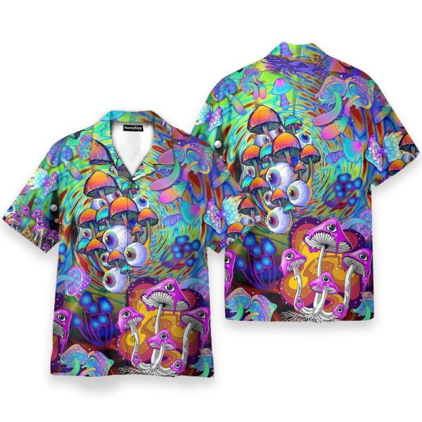 Psychedelic Art Magic Mushroom Trippy Hippie Hawaiian Shirt
