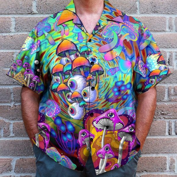 Psychedelic Art Magic Mushroom Trippy Hippie Hawaiian Shirt