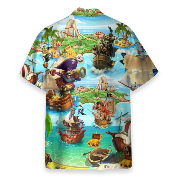 Pirate It'S Time Of Treasure Men'S Button'S Up Shirts Hawaiian Shirt